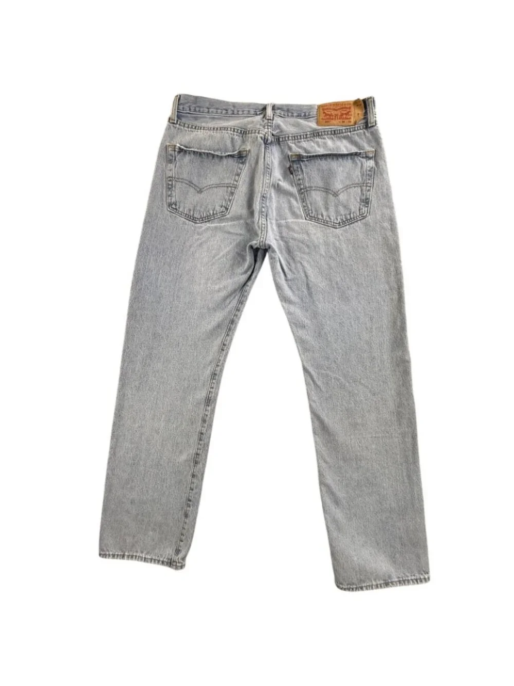 Levis 501 Jeans Mens 36x32 Blue Light Wash Button Fly Straight Leg Denim Western